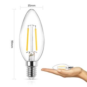 Ascher E12 LED Classic Candelabra Clear Light Bulb, 4W, Equivalent 40W, Warm White 2700K, Filament Clear Glass, Non-Dimmable, Pack of 5