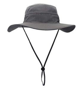 duakrs unisex wide brim sun hat,outdoor upf 50+ waterproof boonie hat summer uv protection sun caps (gray)