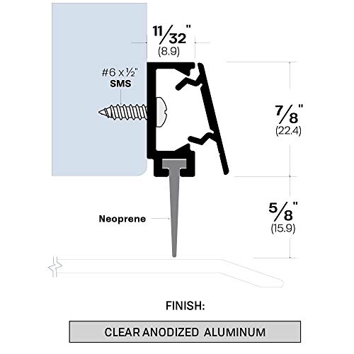 Fire Rated/Aluminum Door Bottom Sweep with Snap-on Cover and Solid Rubber Extrusion (7774CA), (48'' L x 11/12'' W x 12/8'' H)