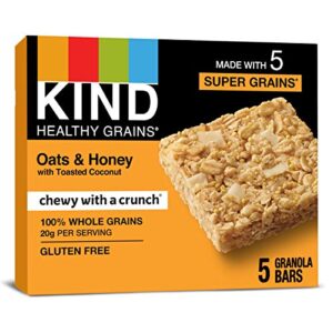 kind healthy grains bars, oats & honey with toasted coconut, healthy snacks, gluten free, 40 count