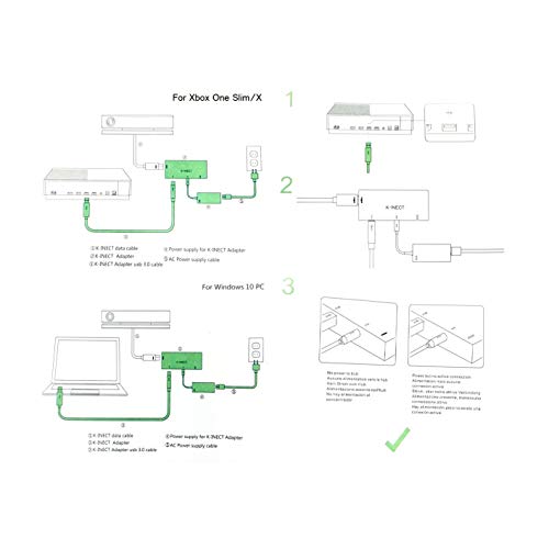 Original Xbox Kinect Adapter for Xbox One S, Xbox One X, and Windows 10 PC Kinect 2.0 3.0 Sensor AC Adapter Power Supply