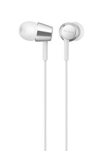 sony mdrex155ap in-ear earbud headphones/headset with mic for phone call, white (mdr-ex155ap/w)