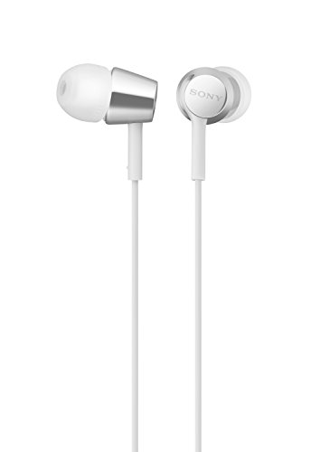 Sony MDREX155AP in-Ear Earbud Headphones/Headset with mic for Phone Call, White (MDR-EX155AP/W)