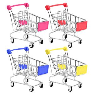 hnyyzl bestsupplier mini supermarket handcart, 4 pcs mini metal shopping utility cart mode storage toy