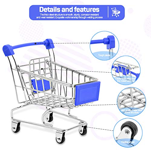 HNYYZL Bestsupplier Mini Supermarket Handcart, 4 Pcs Mini Metal Shopping Utility Cart Mode Storage Toy