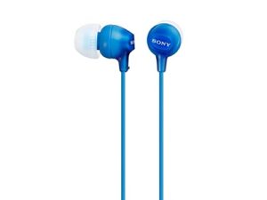 sony mdr-ex14ap/l wired earbud headphones w/mic, blue