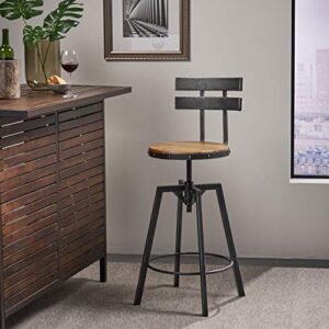 Christopher Knight Home Jutte Firwood Smooth Back Barstool, Black Brush Silver