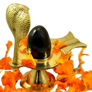 IndianStore4All IS4A Shaligram Shiva Ling Lingam Shivling Naaga Brass Stand 4.7 Inches Approx