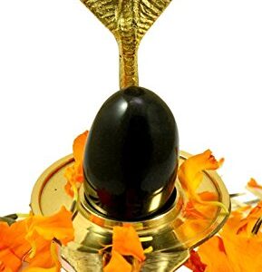 IndianStore4All IS4A Shaligram Shiva Ling Lingam Shivling Naaga Brass Stand 4.7 Inches Approx