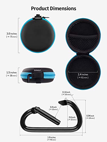 Earphone Carry Case, SUNGUY [5-Pack] Small Round Pocket Earbud Travel Carrying Case with Zipper for Smartphone Earphone, Wireless Headset, USB Cable, SD Cards Storage Bags, Masks and More