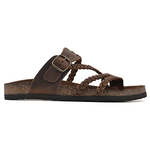 WHITE MOUNTAIN Women's Hayleigh Footbed Sandal, Brown/Leather, 8 M