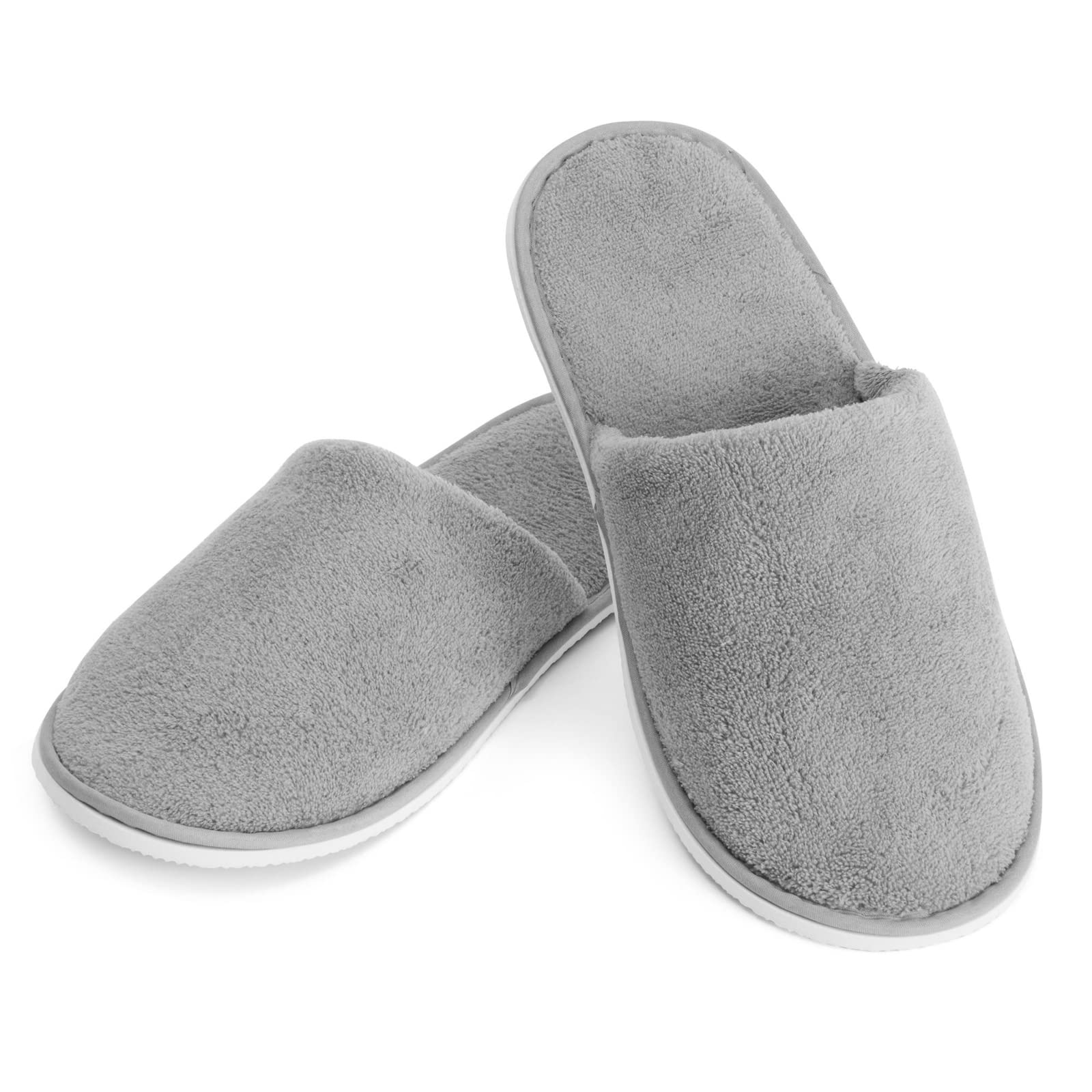 Juvale 12 Pairs Disposable Slippers for Guests, Bulk Pack for Hotel, Spa, Shoeless Home, Gray (US Men Size 11, Women 12)