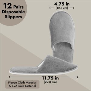 Juvale 12 Pairs Disposable Slippers for Guests, Bulk Pack for Hotel, Spa, Shoeless Home, Gray (US Men Size 11, Women 12)