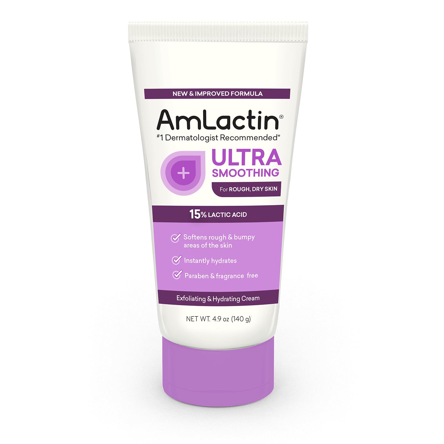 AmLactin Ultra Smoothing - 4.9 oz Body & Hand Cream with 15% Lactic Acid - Exfoliator and Moisturizer for Rough and Bumpy Dry Skin (Packaging May Vary)