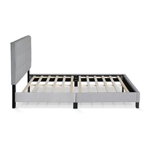 Furinno Laval Button Tufted Upholstered Platform Bed Frame, Full, Glacier