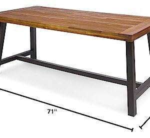 Christopher Knight Home Carlisle Outdoor Dining Table with Iron Legs, Sandblast Finish / Rustic Metal