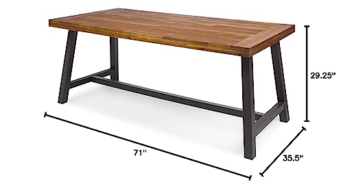 Christopher Knight Home Carlisle Outdoor Dining Table with Iron Legs, Sandblast Finish / Rustic Metal