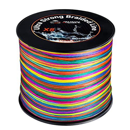 RUNCL Braided Fishing Line, 8 Strand Abrasion Resistant Fishing Line Braid, Super Durable, Smooth Casting, Zero Stretch, Smaller Diameter, Hi Vis, 328-1093 Yards, 12-100LB(100LB,1093yds)