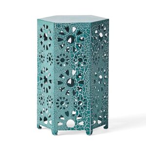 christopher knight home eliana outdoor 14" sunburst iron side table, crackle teal