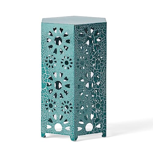 Christopher Knight Home Eliana Outdoor 14" Sunburst Iron Side Table, Crackle Teal