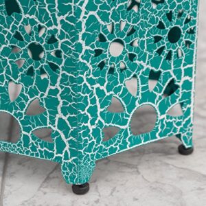 Elliot Outdoor 12 Inch Crackle Teal Sunburst Iron Side Table (Crackle Teal)