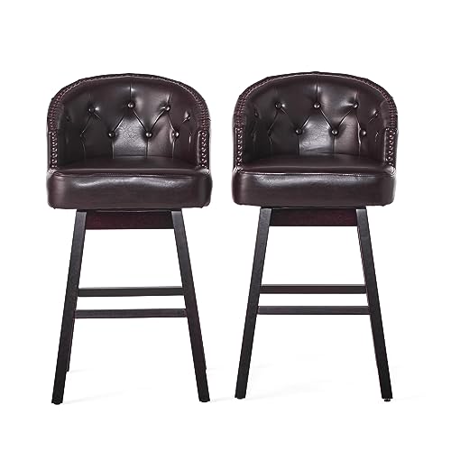 Christopher Knight Home Ogden KD Swivel Barstool (2 piece set) - Brown