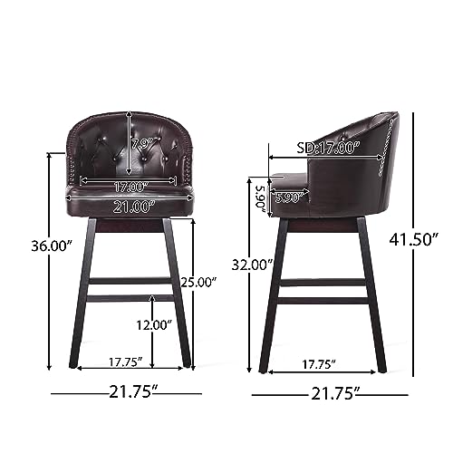 Christopher Knight Home Ogden KD Swivel Barstool (2 piece set) - Brown