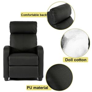 BestMassage Recliner Chair for Living Room Recliner Sofa Wingback Chair Single Sofa Accent Chair Arm Chair Home Theater Seating Modern Reclining Easy Lounge (Black)