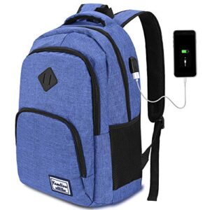 yamtion school backpack for teen boys,bookbag for high school college backpack with usb,blue