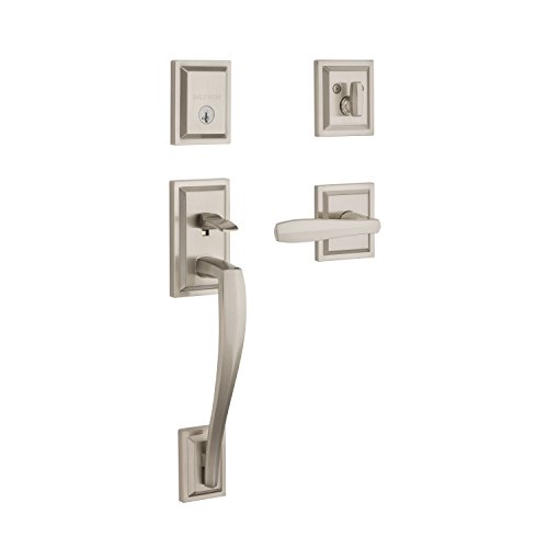 Baldwin Torrey Pines, Front Entry Handleset with Interior Lever, Featuring SmartKey Deadbolt Re-Key Technology and Microban Protection, in Satin Nickel