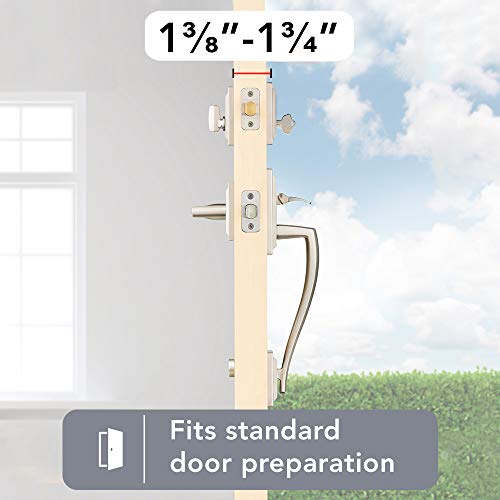 Baldwin Torrey Pines, Front Entry Handleset with Interior Lever, Featuring SmartKey Deadbolt Re-Key Technology and Microban Protection, in Satin Nickel