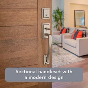 Baldwin Torrey Pines, Front Entry Handleset with Interior Lever, Featuring SmartKey Deadbolt Re-Key Technology and Microban Protection, in Satin Nickel