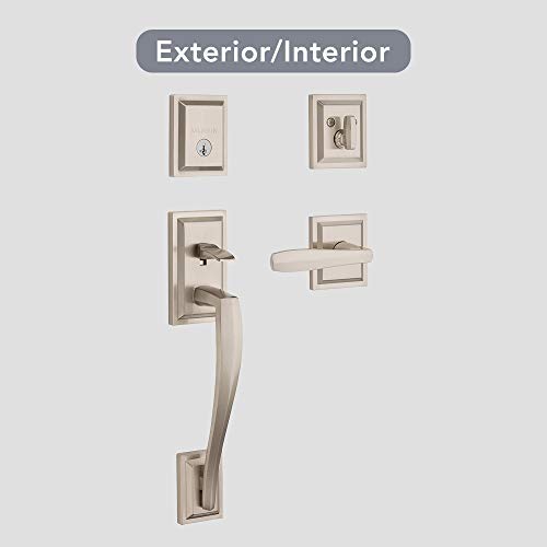 Baldwin Torrey Pines, Front Entry Handleset with Interior Lever, Featuring SmartKey Deadbolt Re-Key Technology and Microban Protection, in Satin Nickel