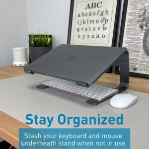 Macally Aluminum Laptop Stand for Desk - Works with all Macbook /Pro/Air & Laptops between 10” to 17.3” - Sleek and Sturdy Laptop Riser - (ASTANDSG), Space Gray