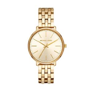 michael kors women's pyper three-hand gold-tone stainless steel bracelet watch (model: mk3898)