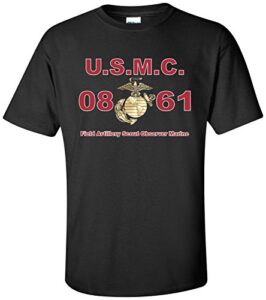 united states marine corps mos 0861 field artillery scout observer marine t-shirt black