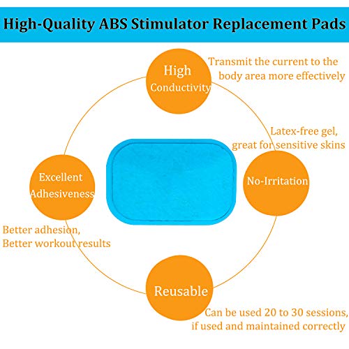 KASBEE ABS Gel Pads, 50PCS Muscle Stimulator Pads Replacement for Ultimate Muscle EMS Toner Abdominal Belt Belly Thigh Flab Arm Leg Waist Workout Trainer Machine