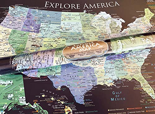 National Parks Map Poster with 600+ NPS Site and USA Travel Destinations - Slate Edition (24W x 18H inches)