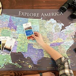 National Parks Map Poster with 600+ NPS Site and USA Travel Destinations - Slate Edition (24W x 18H inches)