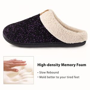 ULTRAIDEAS Women's Comfy Fleece Lined Slippers with Memory Foam (9-10, Purple)