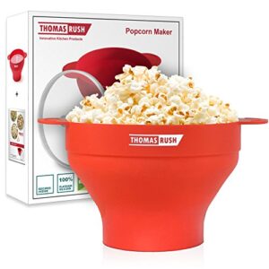 mekbok microwave popcorn maker - microwave popcorn popper for home - collapsible silicone bowl - red