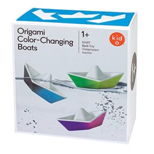 playmonster kid o color-changing origami boats bath toy set , blue, pink, green