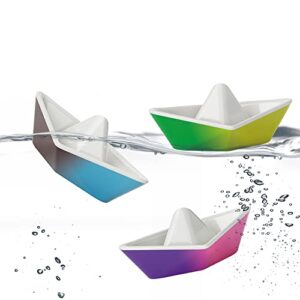 PlayMonster Kid O Color-Changing Origami Boats Bath Toy Set , Blue, Pink, Green