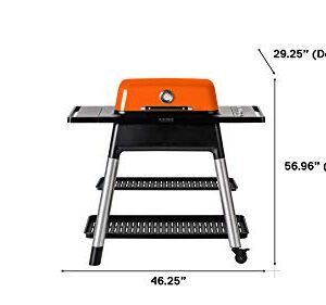 Everdure FORCE 2 Burner Gas Grill, Liquid Propane Portable BBQ Grill with Die-Cast Aluminum Body and Fast-Ignition Technology, 388 Square Inches of Grilling Surface, Adjustable Height, Orange