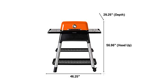 Everdure FORCE 2 Burner Gas Grill, Liquid Propane Portable BBQ Grill with Die-Cast Aluminum Body and Fast-Ignition Technology, 388 Square Inches of Grilling Surface, Adjustable Height, Orange