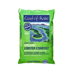 coast of maine quoddy blend lobster and crab organic compost plant potting soil blend bag for container gardens and flower pots, 1 cubic foot