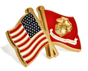 usa and usmc marine corps flags lapel pin