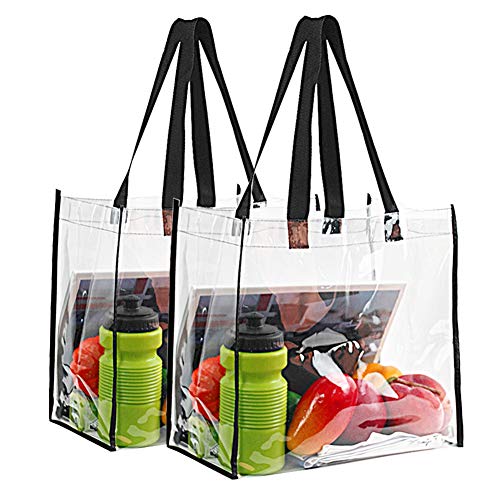 2-Pack Stadium Approved Clear Tote Bag, Stadium Security Travel & Gym Clear Bag, Perfect for Work, School, Sports Games and Concerts,12"X 12"X 6"