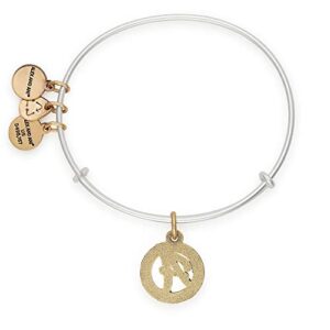 Alex and Ani Women's Initial A II Bangle Two Tone Bracelet, Rafaelian Silver