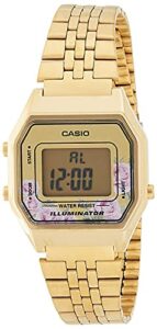 casio la680wga-4c women's vintage gold tone alarm digital watch